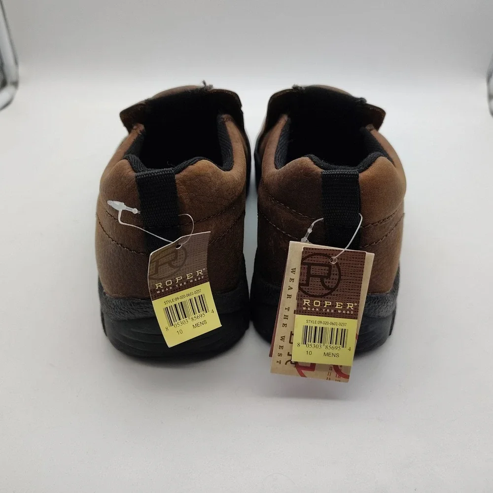 Roper Performance Slip On Shoes Mens 10 Brown Leather Work Loafers 0601-0237